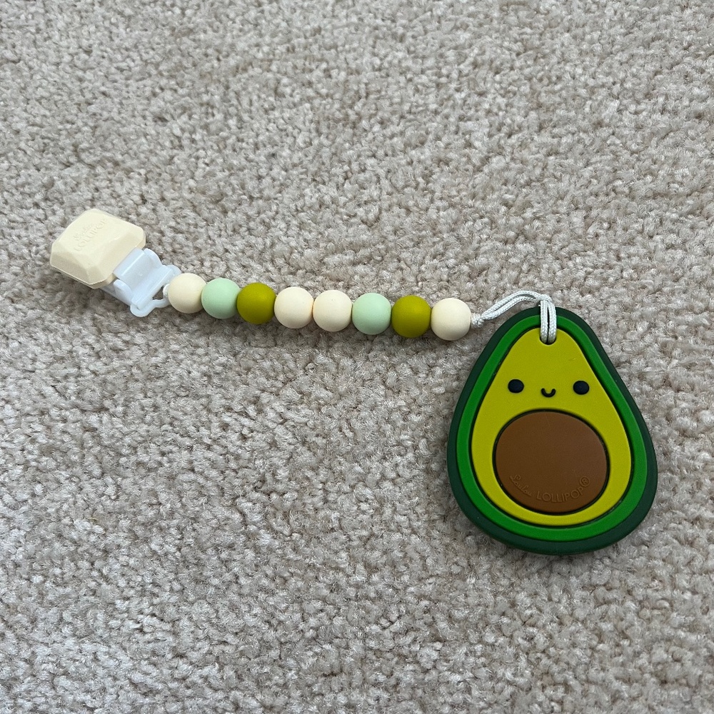 Loulou  Lollipop Silicone Teether Gem Set in Avocado